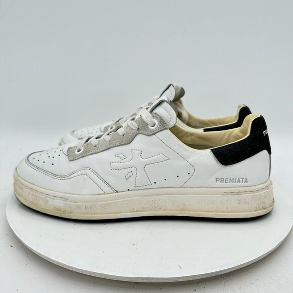 Premiata Quinn Women Size EU 40 US 9.5 White Black Leather Low Top Lace Up Shoes - Picture 1 of 11